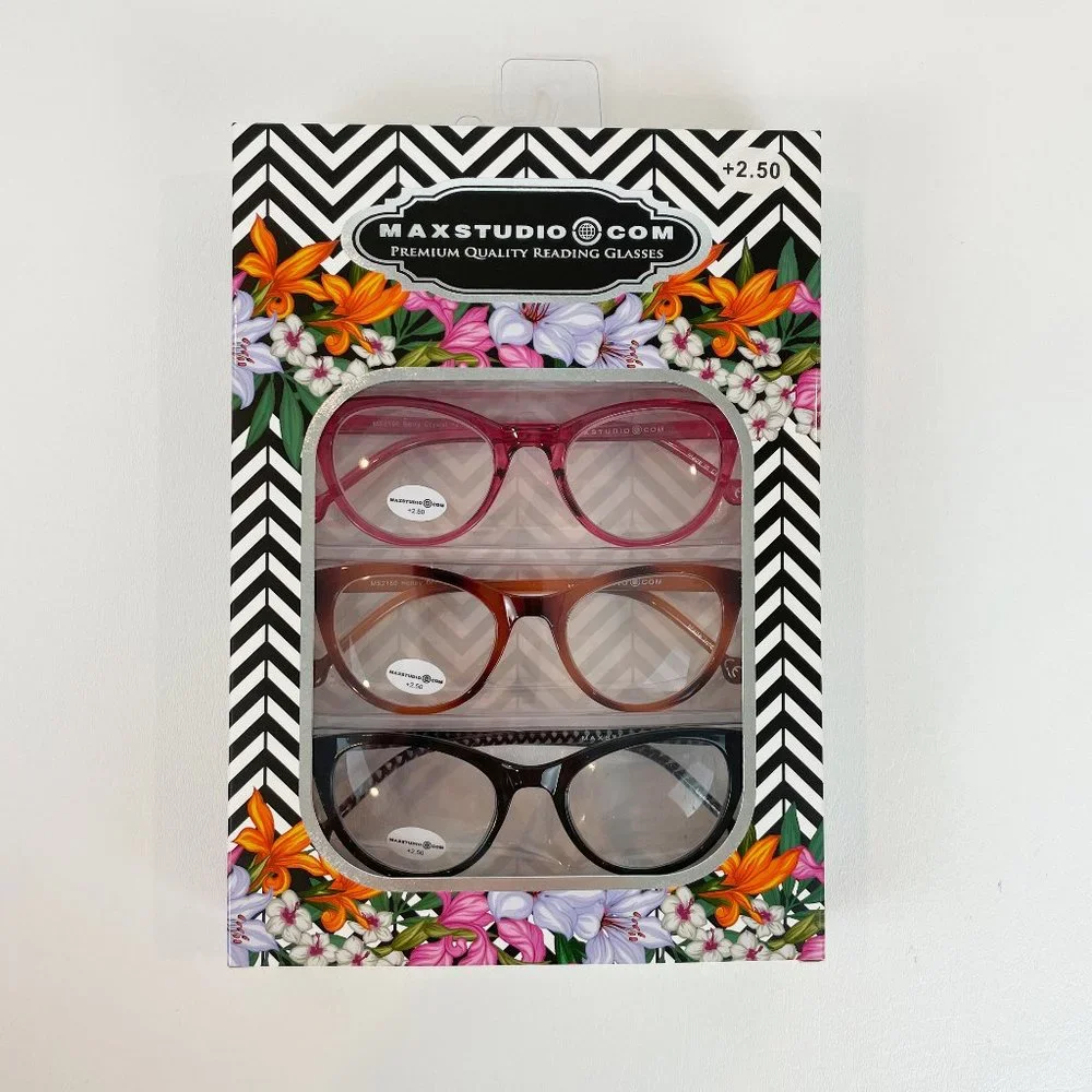 MaxStudio.com +2.50 Reading Glasses Black Honey Berry